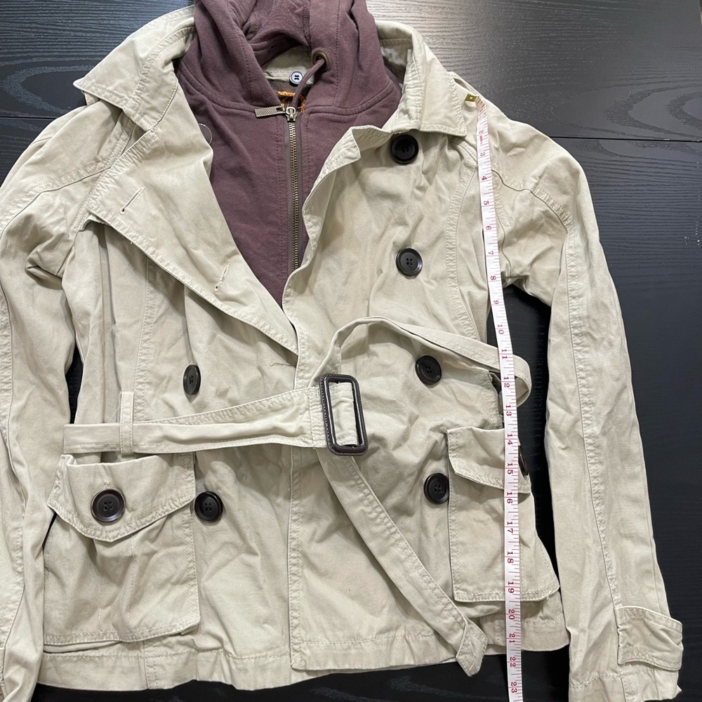 Dollhouse Tan Trench Coat with Dark Brown Hoodie
